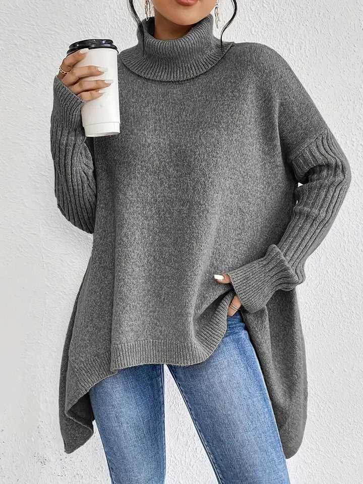 Women's Cosy Oversized Knit Turtleneck Ribbed Sweater