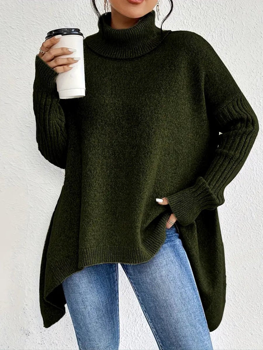Women's Cosy Oversized Knit Turtleneck Ribbed Sweater