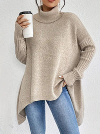 Women's Cosy Oversized Knit Turtleneck Ribbed Sweater