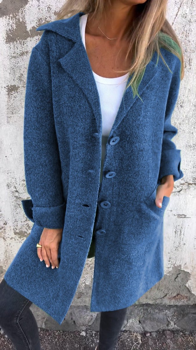 Women's Lightweight Oversized Wool Coat with Buttons