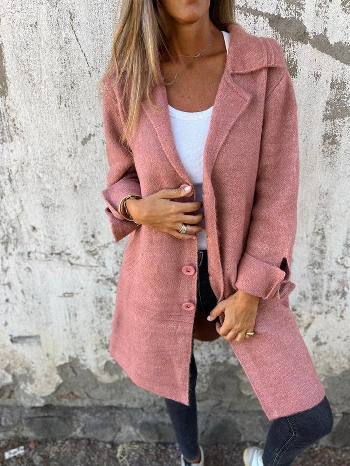 Women's Lightweight Oversized Wool Coat with Buttons