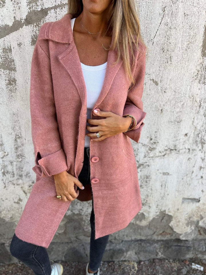 Women's Lightweight Oversized Wool Coat with Buttons