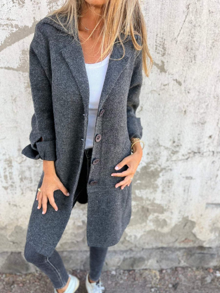 Women's Lightweight Oversized Wool Coat with Buttons