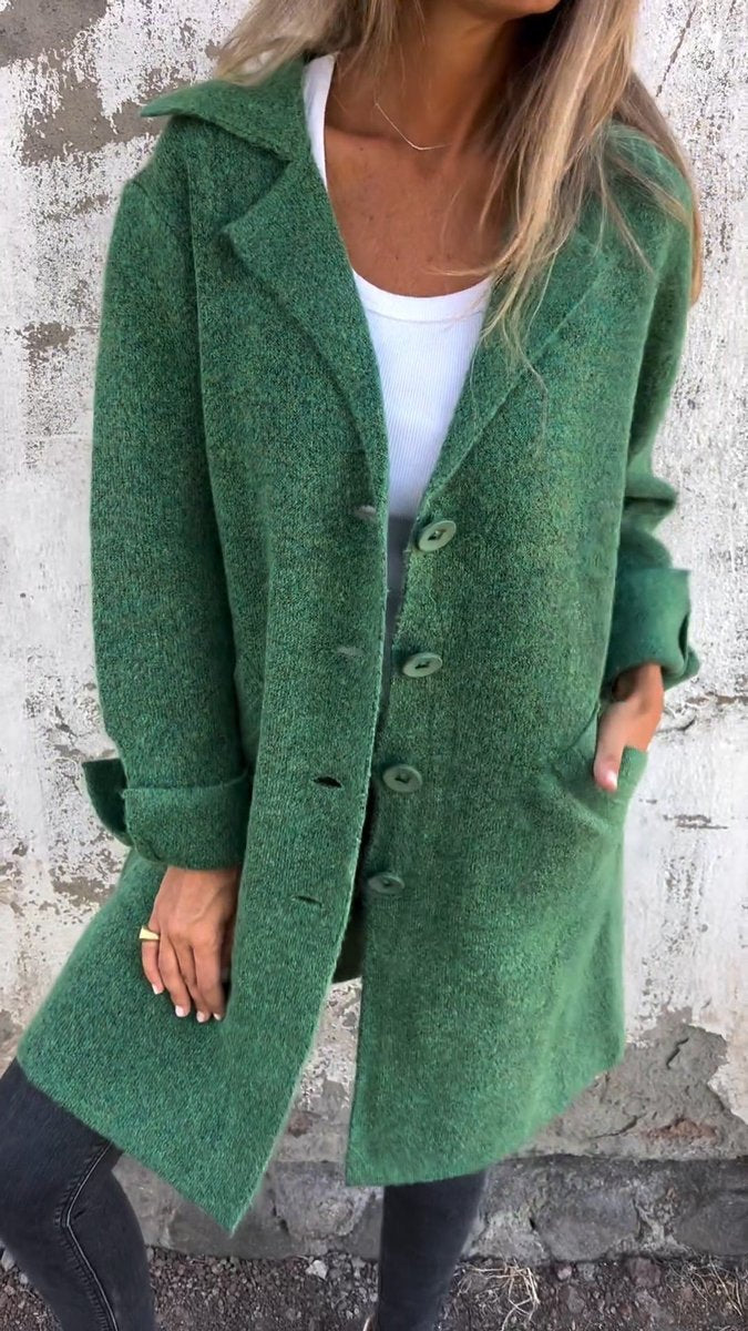 Women's Lightweight Oversized Wool Coat with Buttons