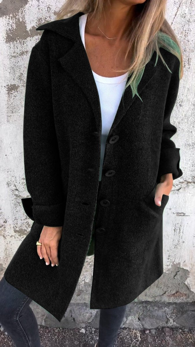 Women's Lightweight Oversized Wool Coat with Buttons