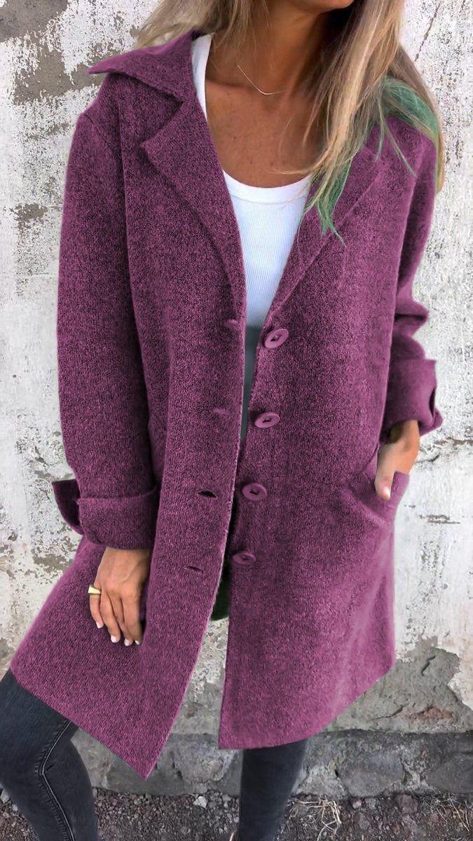 Women's Lightweight Oversized Wool Coat with Buttons