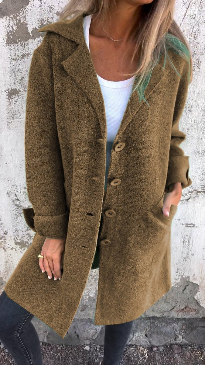 Women's Lightweight Oversized Wool Coat with Buttons
