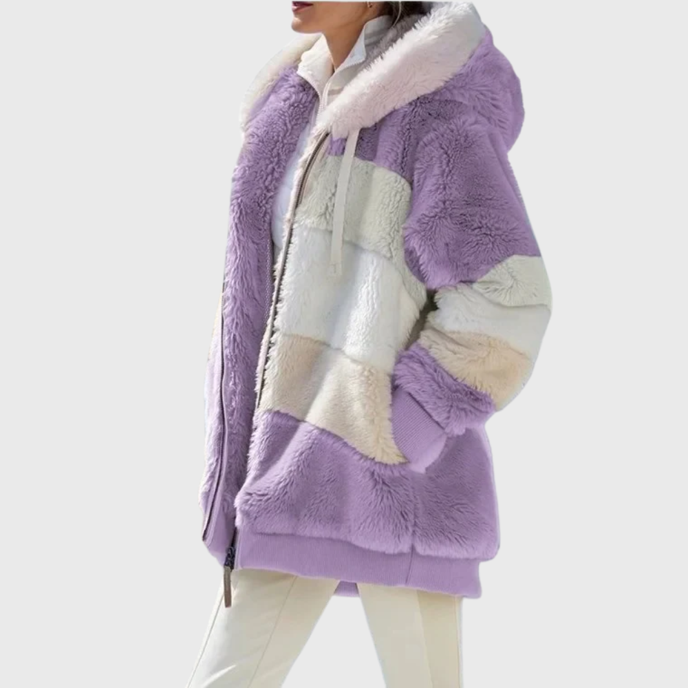Timeless Warm Sherpa Fleece Winter Puffer Jacket with Faux Fur Hood