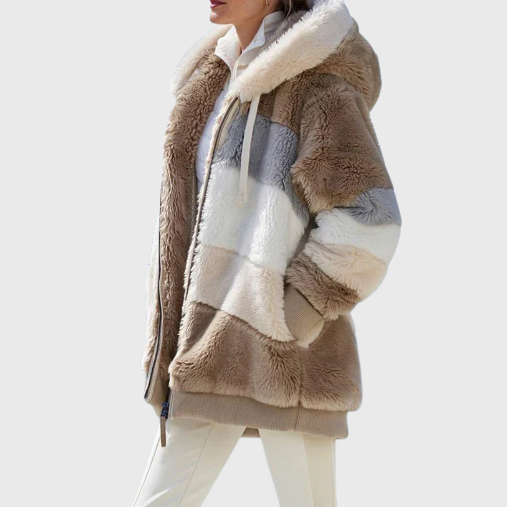 Timeless Warm Sherpa Fleece Winter Puffer Jacket with Faux Fur Hood