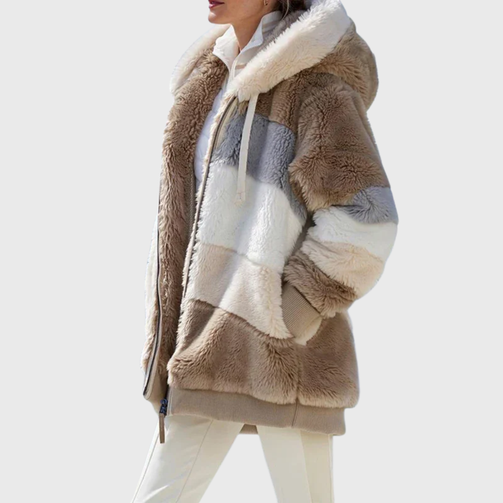 Timeless Warm Sherpa Fleece Winter Puffer Jacket with Faux Fur Hood