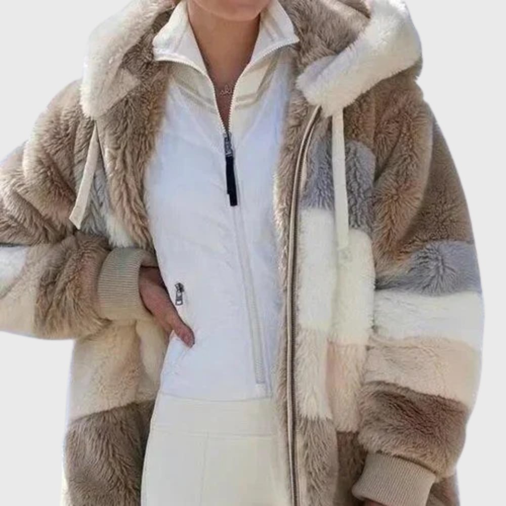 Timeless Warm Sherpa Fleece Winter Puffer Jacket with Faux Fur Hood