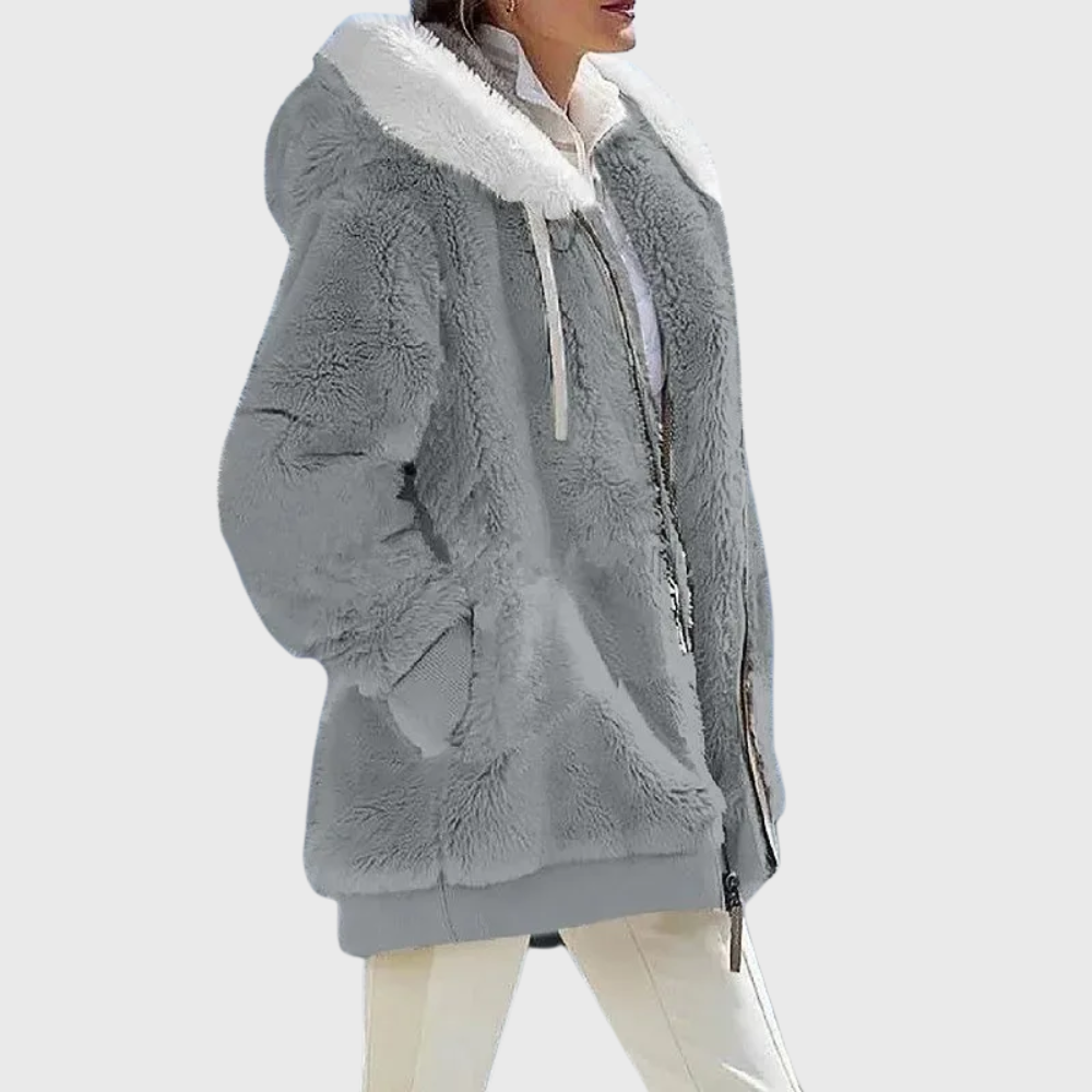 Timeless Warm Sherpa Fleece Winter Puffer Jacket with Faux Fur Hood