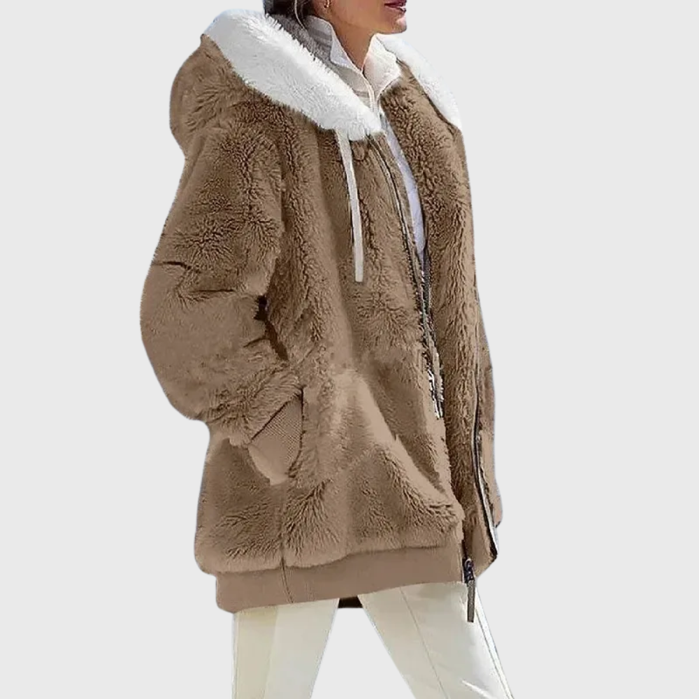 Timeless Warm Sherpa Fleece Winter Puffer Jacket with Faux Fur Hood