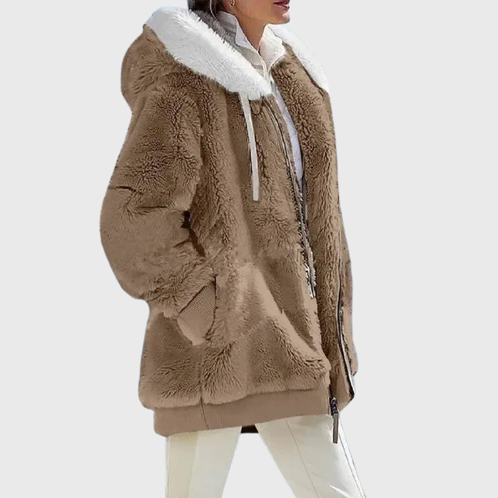 Timeless Warm Sherpa Fleece Winter Puffer Jacket with Faux Fur Hood