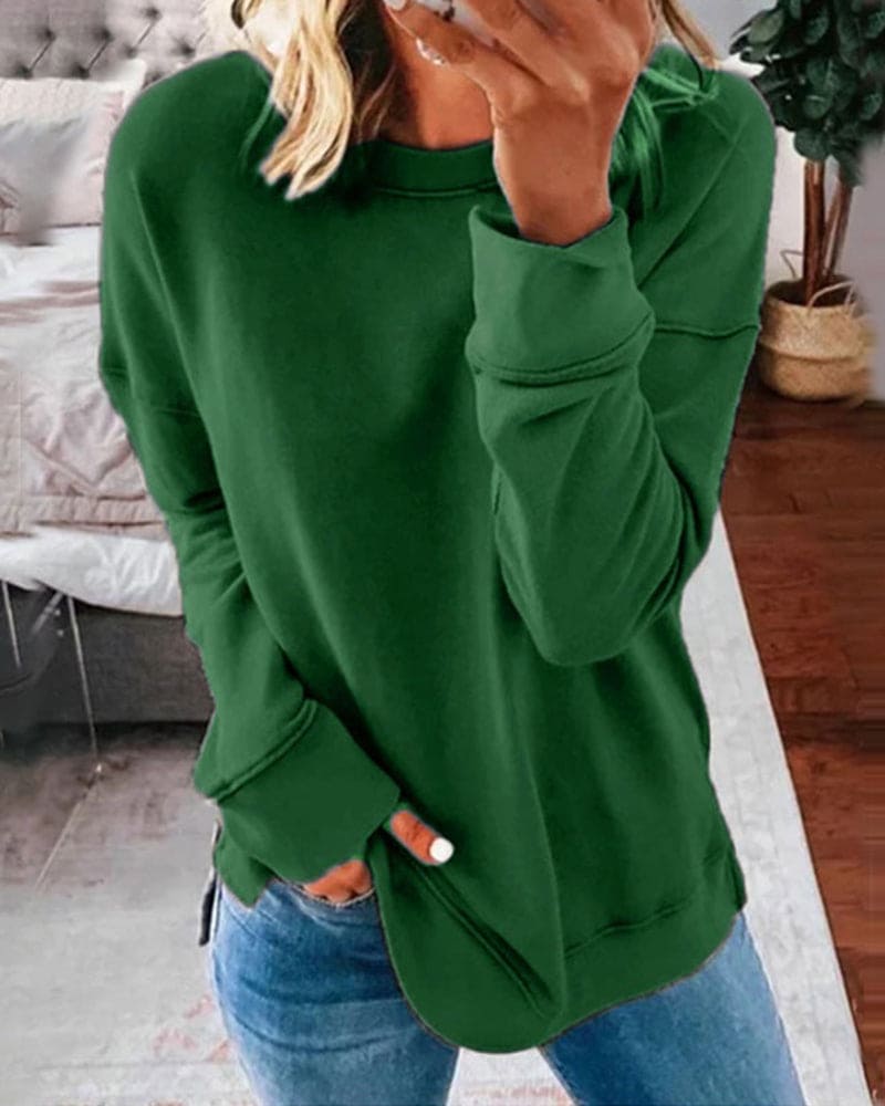 Women's Relaxed Crewneck Fleece Pullover Sweatshirt