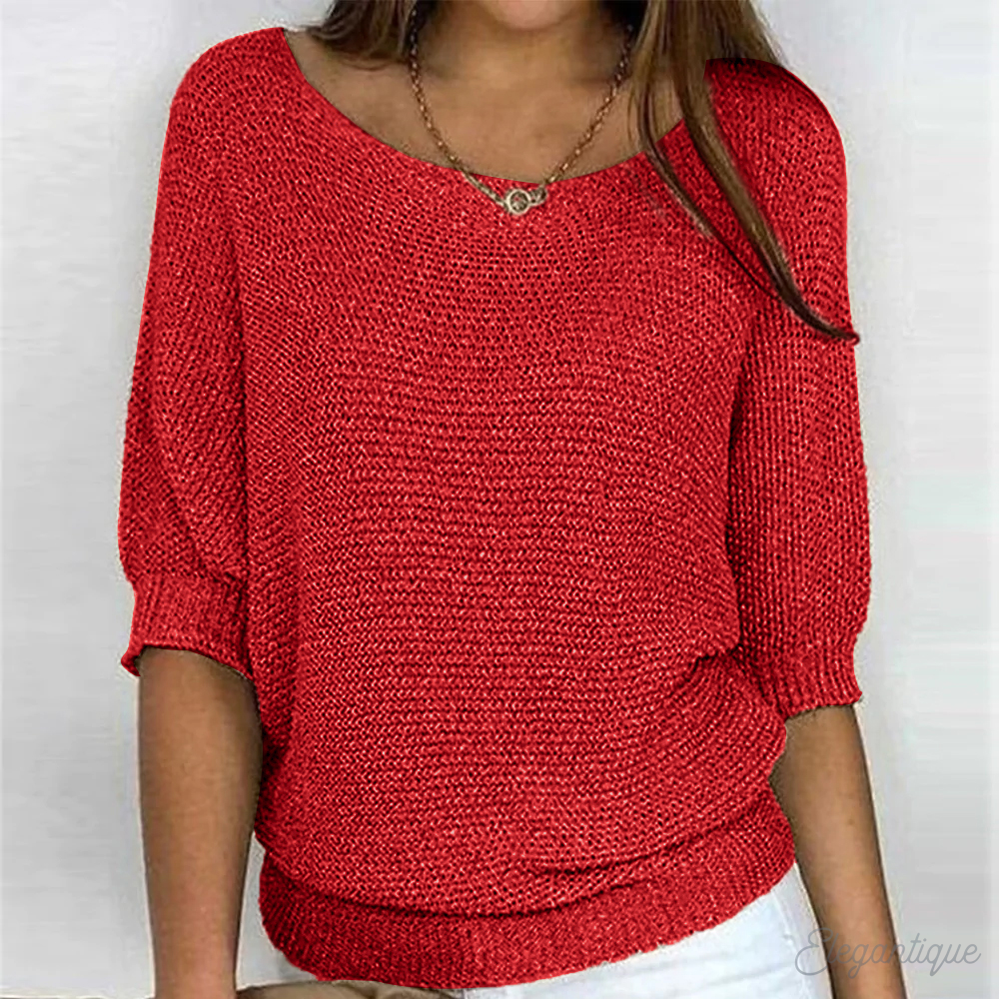 Women's Lightweight Ribbed Knit Crewneck Sweater