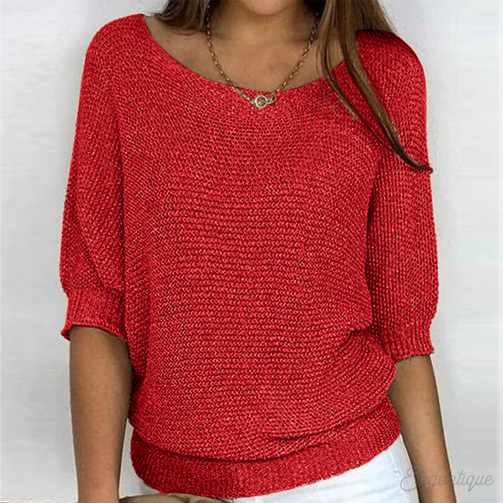 Women's Lightweight Ribbed Knit Crewneck Sweater