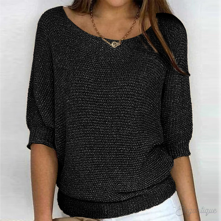Women's Lightweight Ribbed Knit Crewneck Sweater