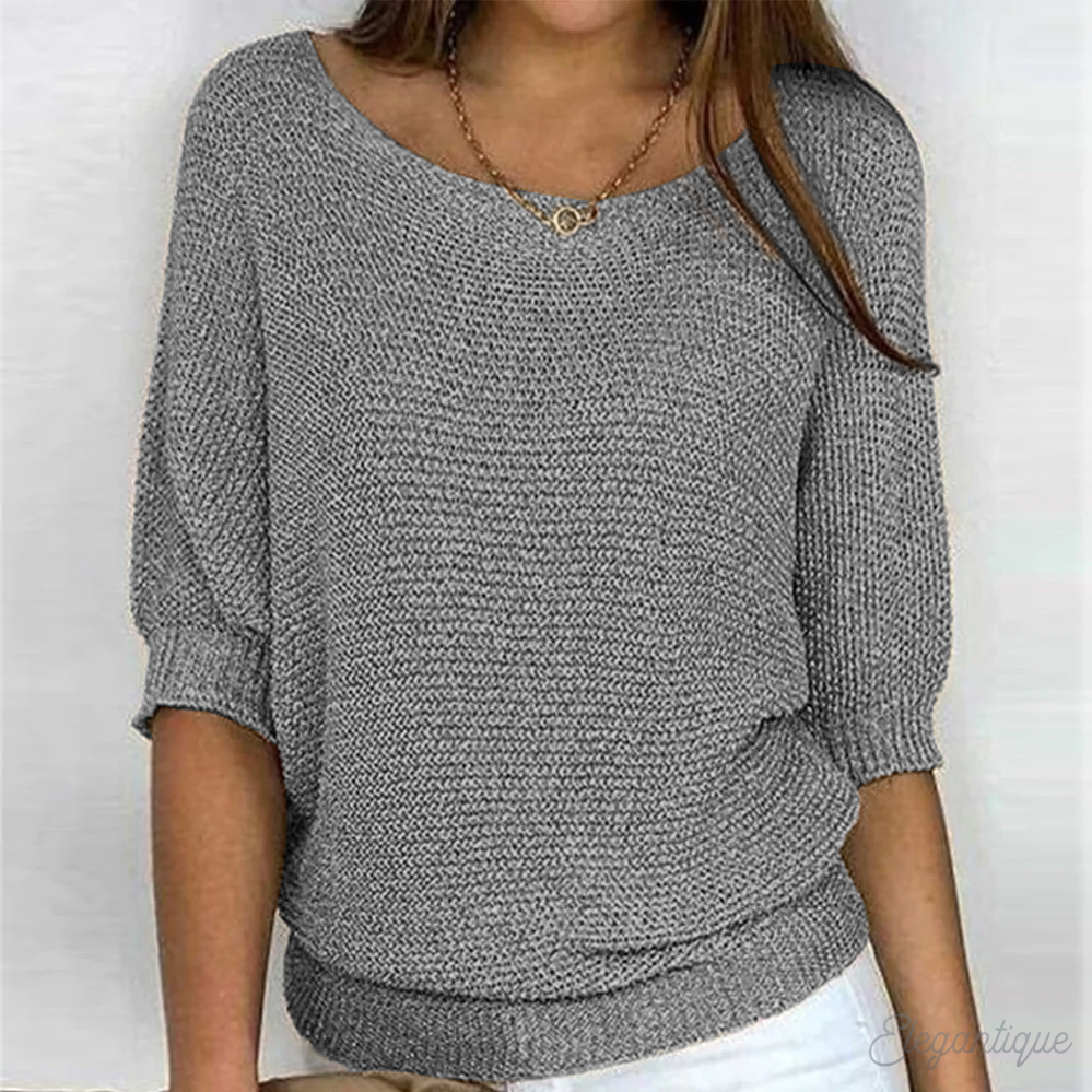 Women's Lightweight Ribbed Knit Crewneck Sweater