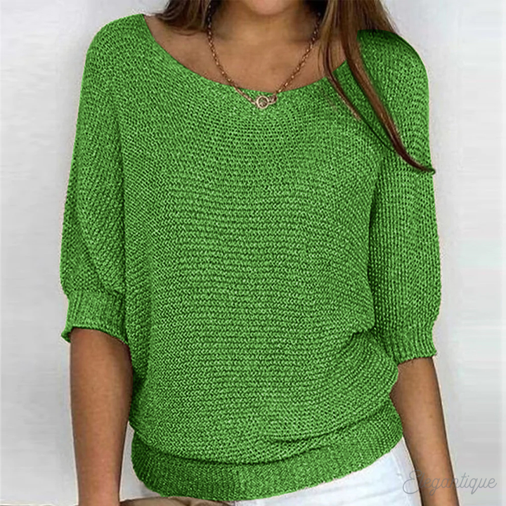 Women's Lightweight Ribbed Knit Crewneck Sweater