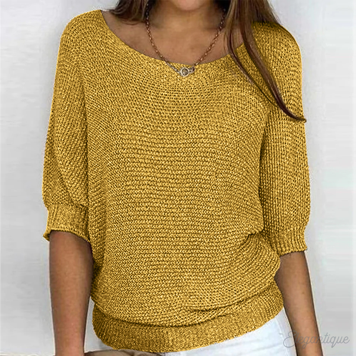 Women's Lightweight Ribbed Knit Crewneck Sweater