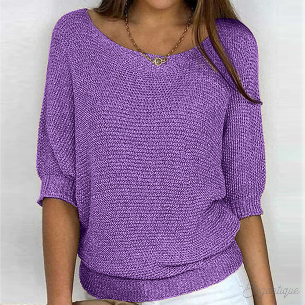 Women's Lightweight Ribbed Knit Crewneck Sweater
