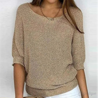 Women's Lightweight Ribbed Knit Crewneck Sweater