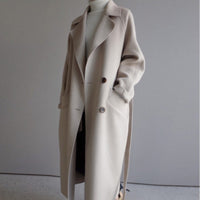 Women's Vintage-Inspired Long Camel Wool Coat