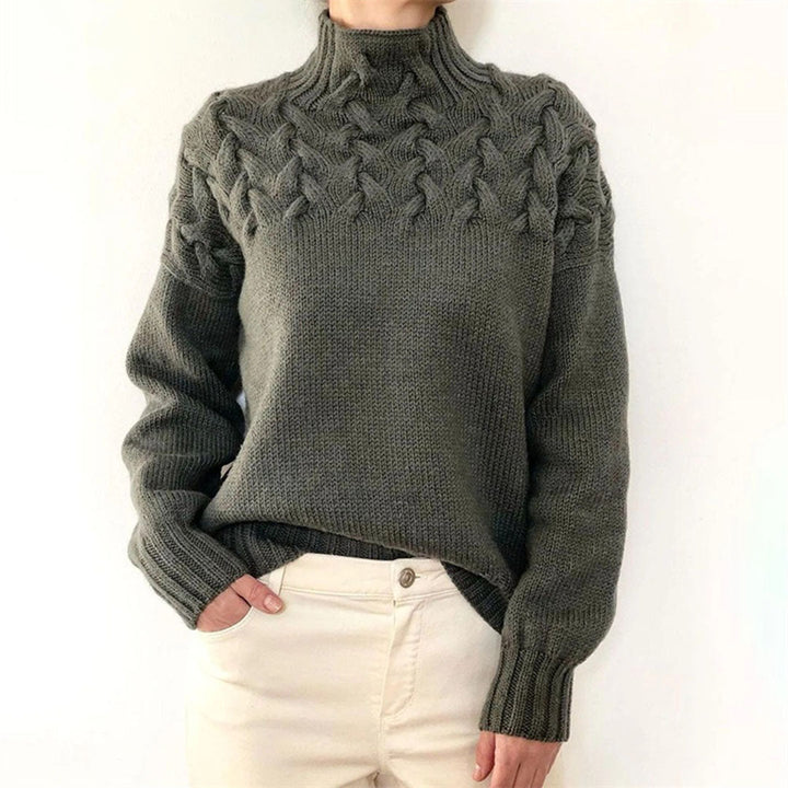 Women's Lovely Cashmere Cable Knit Turtleneck Sweater