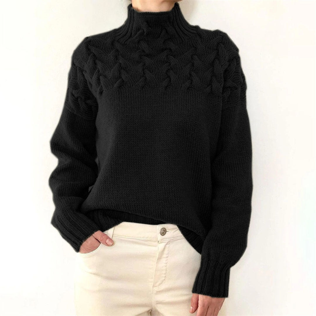 Women's Lovely Cashmere Cable Knit Turtleneck Sweater