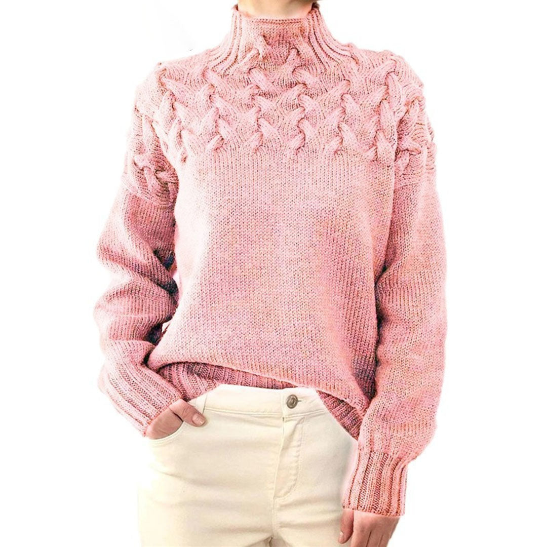 Women's Lovely Cashmere Cable Knit Turtleneck Sweater