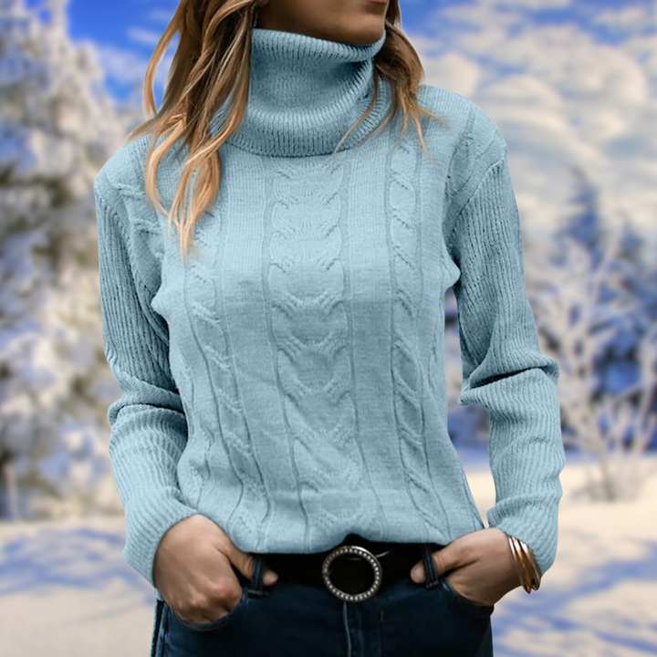 Women's Elegant Cable Knit Turtleneck Sweater