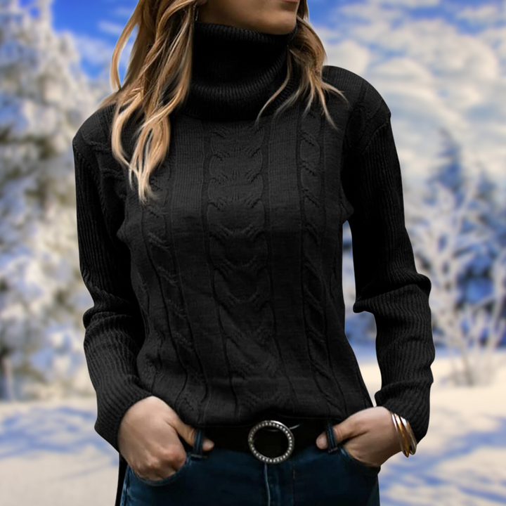 Women's Elegant Cable Knit Turtleneck Sweater