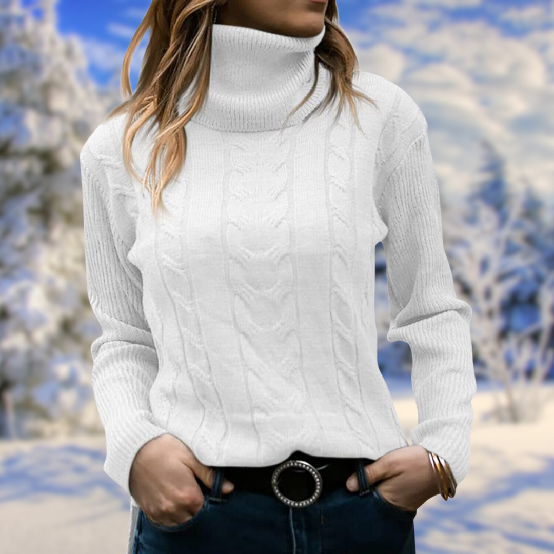 Women's Elegant Cable Knit Turtleneck Sweater