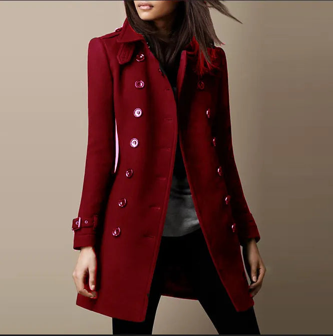 Women's Vintage-Inspired Long Trench Coat