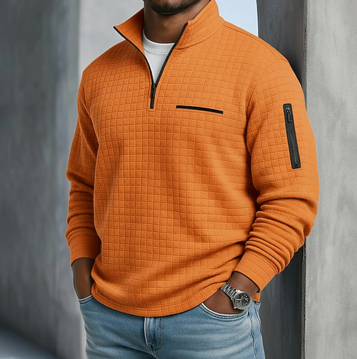 Men's Relaxed Mock Neck Quarter Zip Sweater