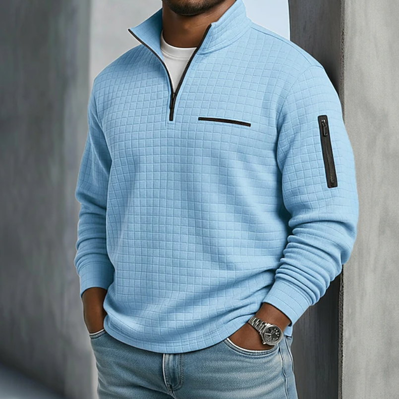 Men's Relaxed Mock Neck Quarter Zip Sweater