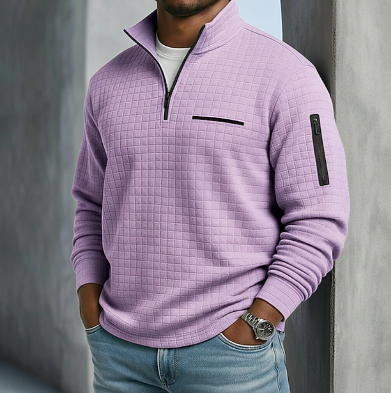 Men's Relaxed Mock Neck Quarter Zip Sweater