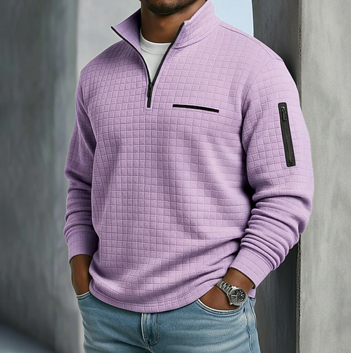 Men's Relaxed Mock Neck Quarter Zip Sweater