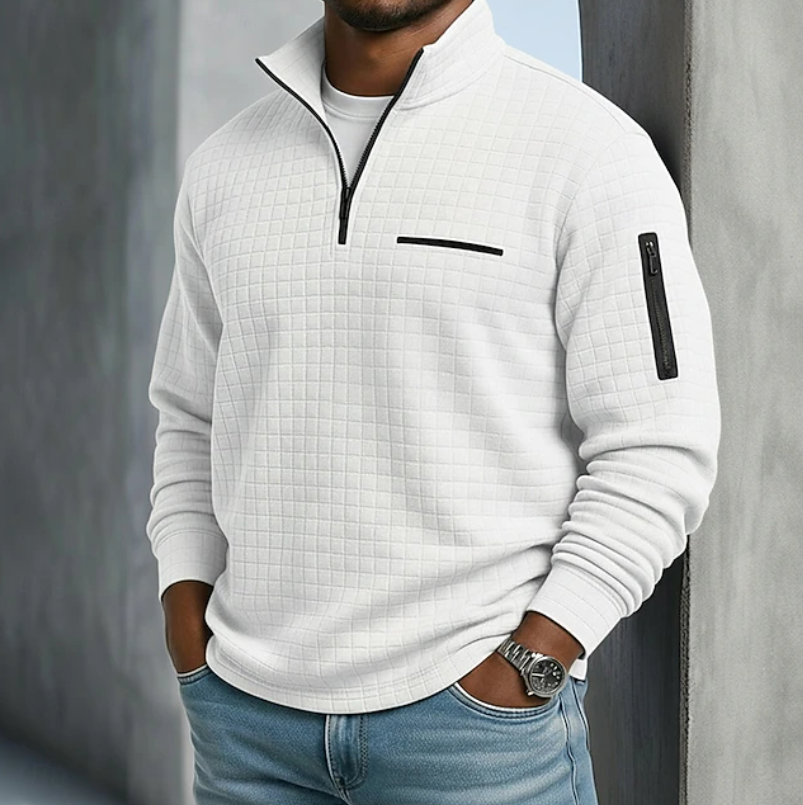 Men's Relaxed Mock Neck Quarter Zip Sweater