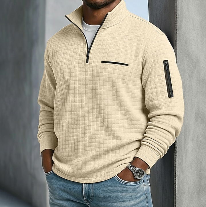 Men's Relaxed Mock Neck Quarter Zip Sweater