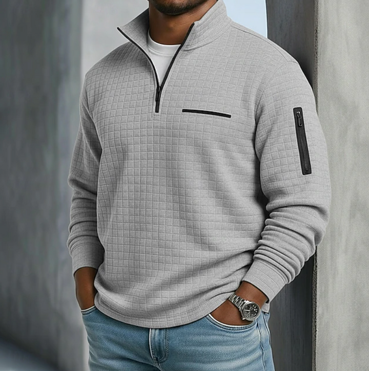 Men's Relaxed Mock Neck Quarter Zip Sweater