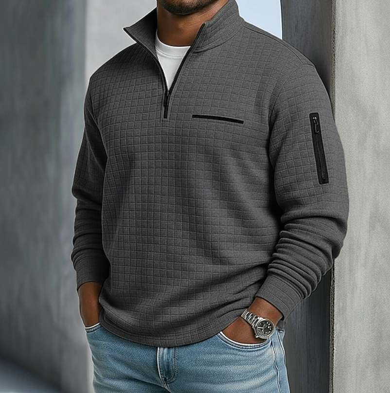 Men's Relaxed Mock Neck Quarter Zip Sweater