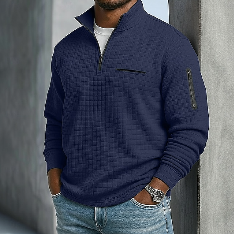 Men's Relaxed Mock Neck Quarter Zip Sweater