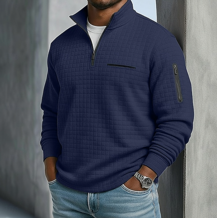 Men's Relaxed Mock Neck Quarter Zip Sweater