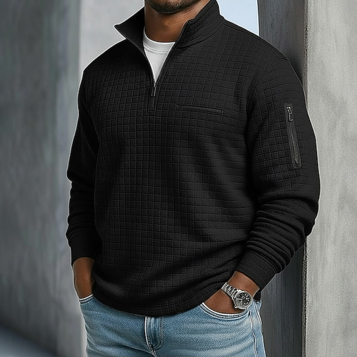 Men's Relaxed Mock Neck Quarter Zip Sweater