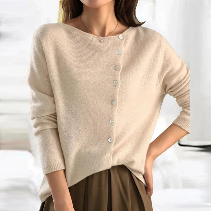 Women's Cashmere Cardigan with V Neck and Button Front
