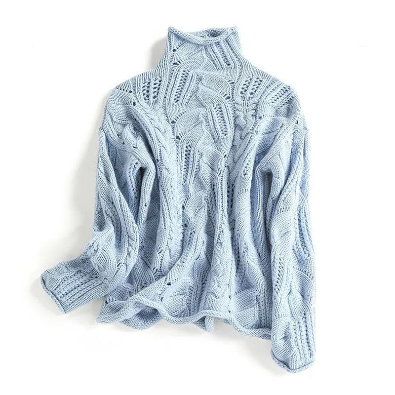 Women's Refined Chunky Cable Knit Turtleneck Sweater