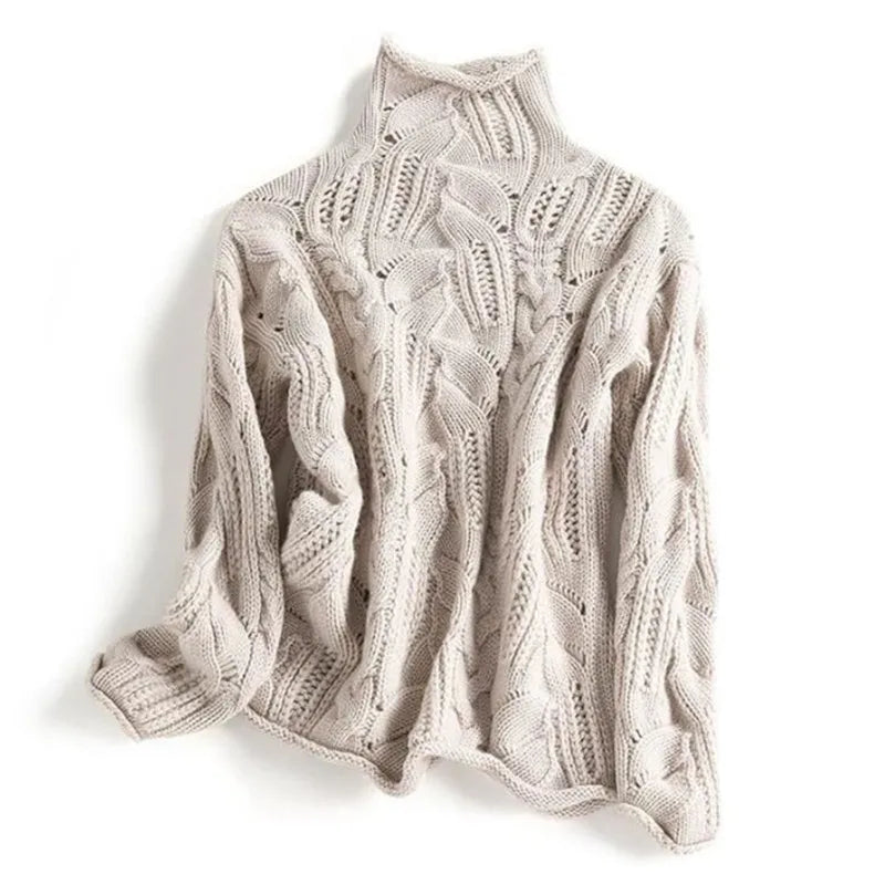 Women's Refined Chunky Cable Knit Turtleneck Sweater
