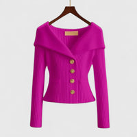 Women's Elegant Ribbed Button Up Cardigan